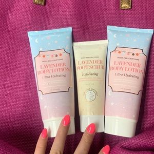 set of three (two body lotions for dry skin) and one foot scrub